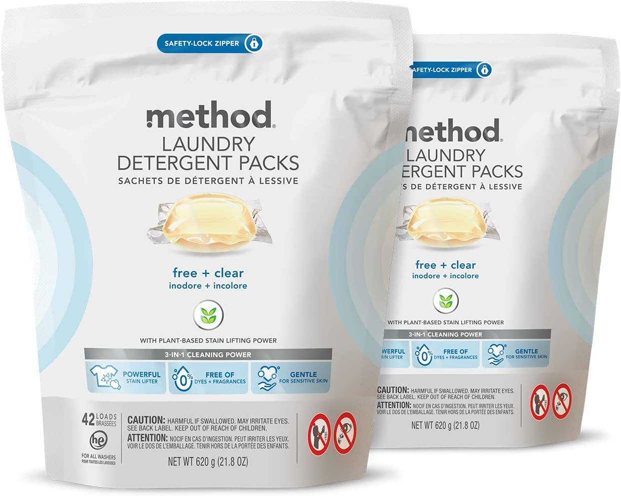 Laundry Detergent Packs - Free + Clear 42 Loads