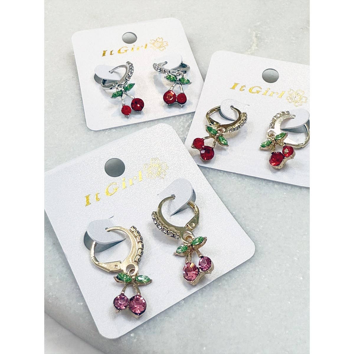 Gemstone Drop Dangle Cherry Earrings