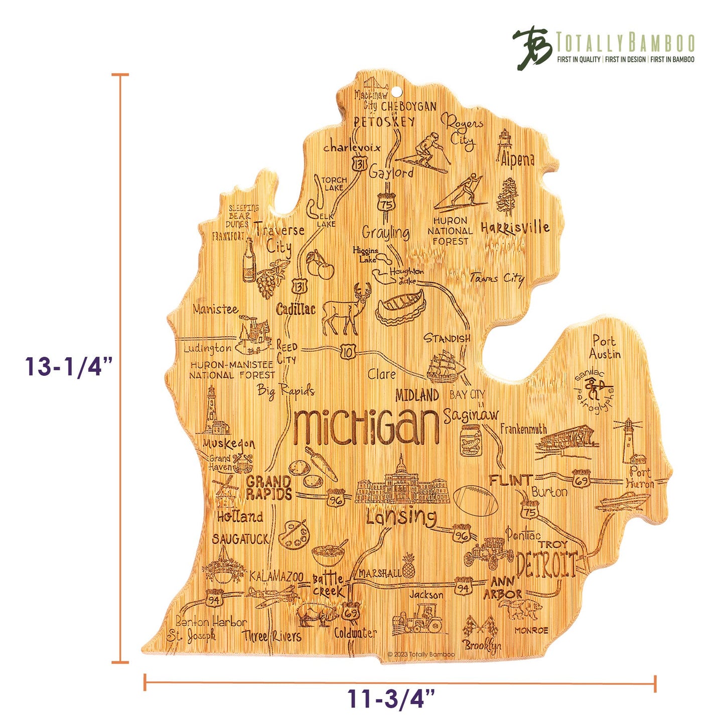 Destination Michigan (Mitten) Shaped Serving & Cutting Board
