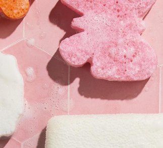 Body Wash Infused Spa Sponge Buffer Exfoliate Soap Cleanser: Lavender Sky - Flower