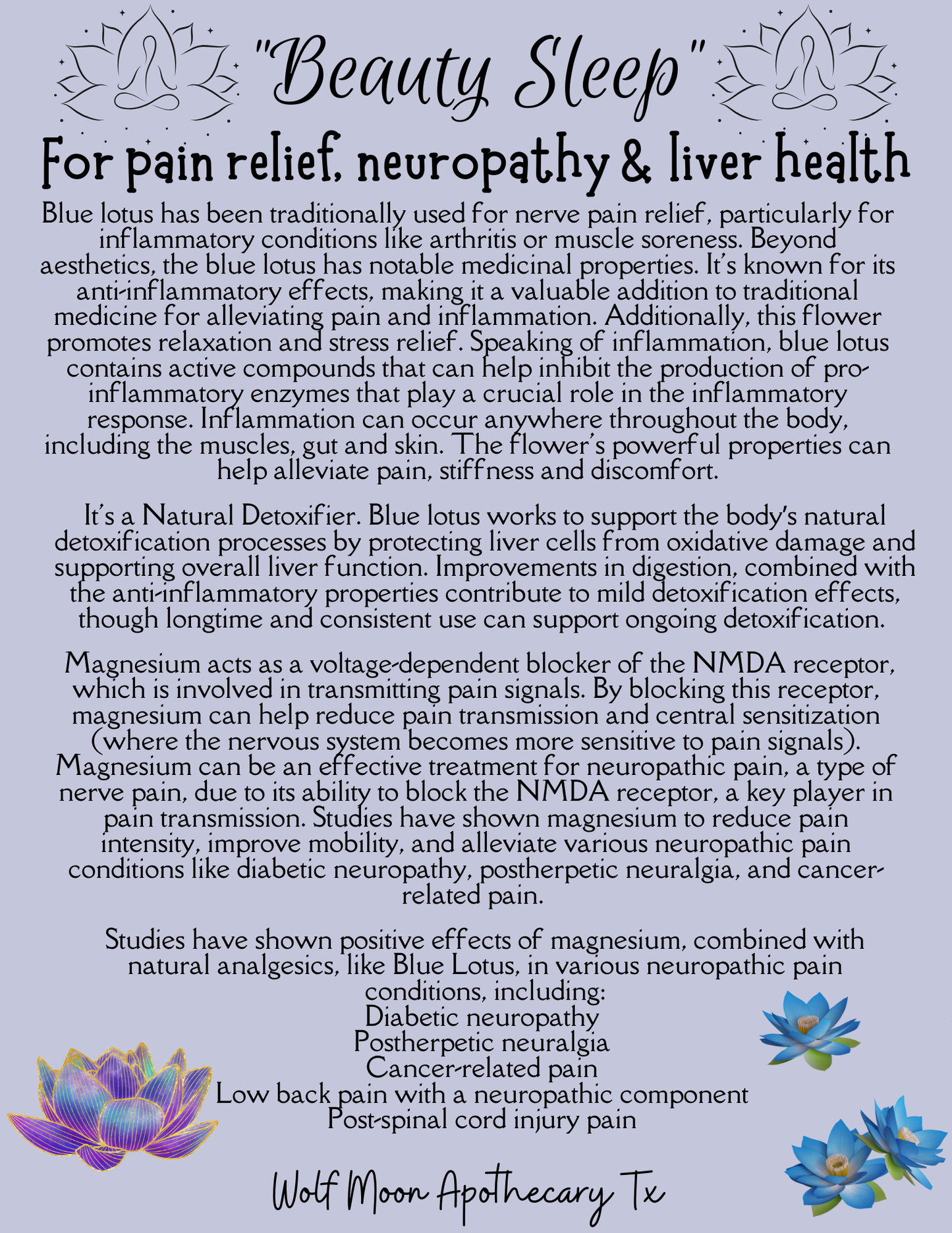 Blue Lotus Beauty Sleep + Magnesium + Transdermal Therapy