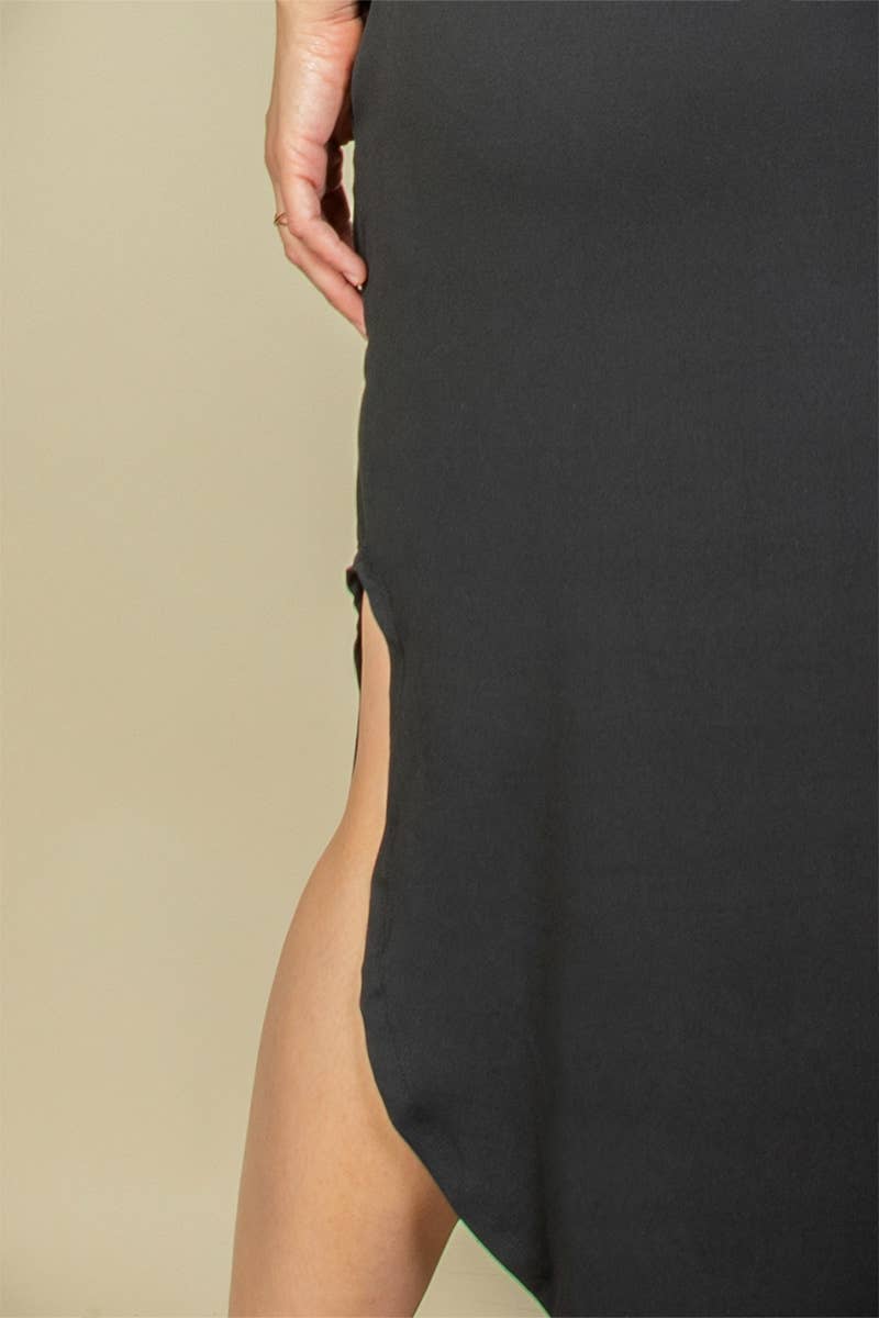 Plus Size Hidden Pocket Batwing Sleeve V Neck Long Dress: BLACK / 1X