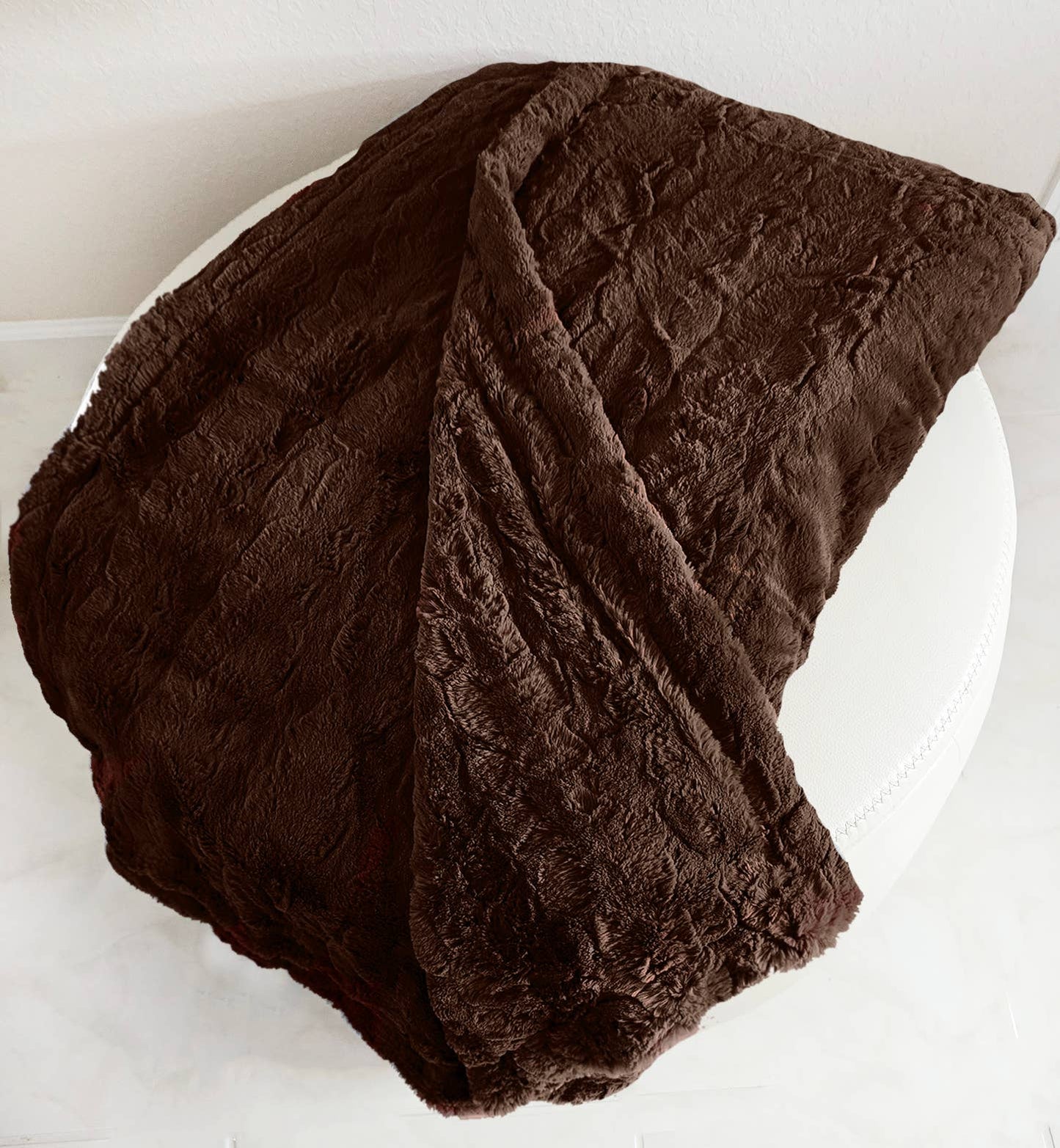 Chocolate Full/Queen Size 60 x 72 Minky Faux Fur Blanket