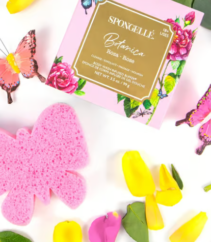 Body Wash Infused Spa Sponge Buffer Exfoliate Soap Cleanser: Lavender Sky - Flower
