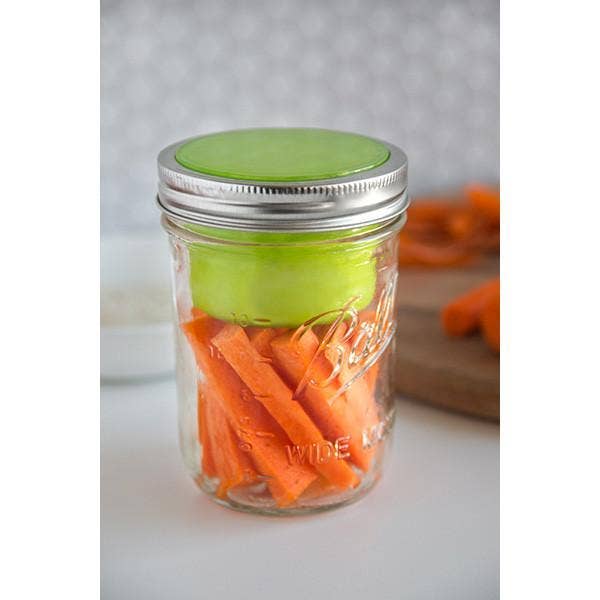 Jarware Snack Pack Lid, Wide Mouth Mason Jar, Green