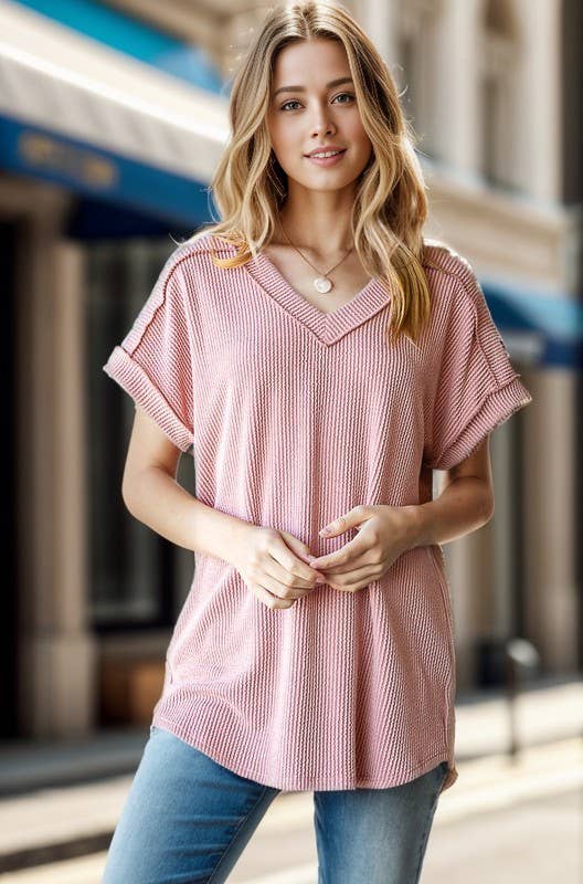 ET7484-10 SOLID URBAN RIBBED TOP: BLACK / 2-2-2 (1X-2X-3X)