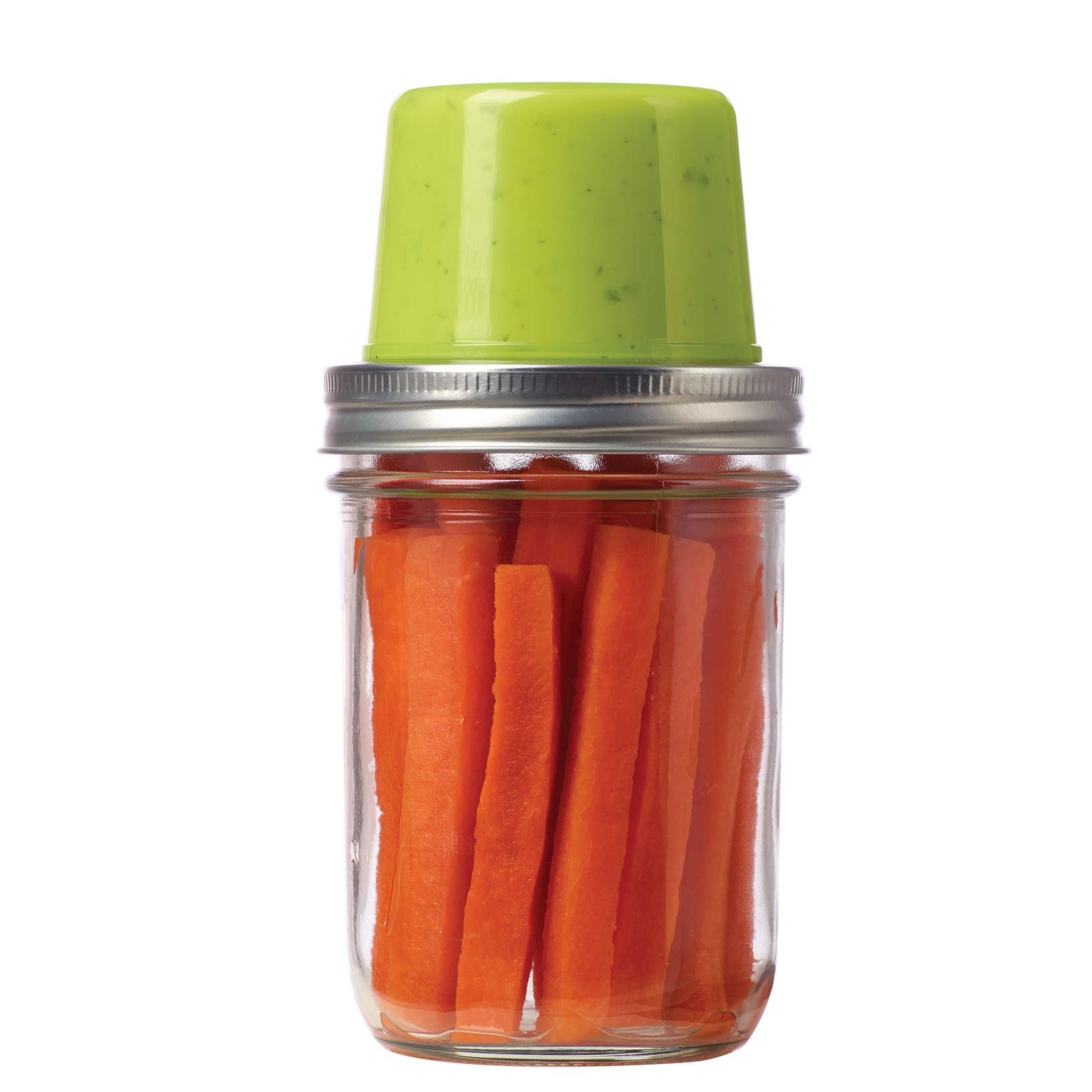 Jarware Snack Pack Lid, Wide Mouth Mason Jar, Green