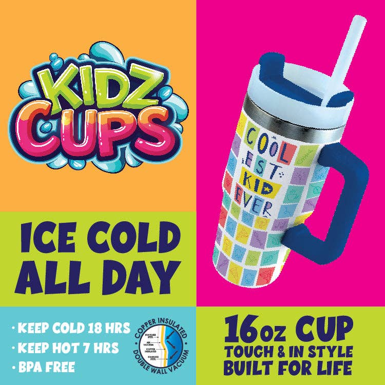 Insulated Kids Cup 16 oz Full Print Assortment- 6/Display