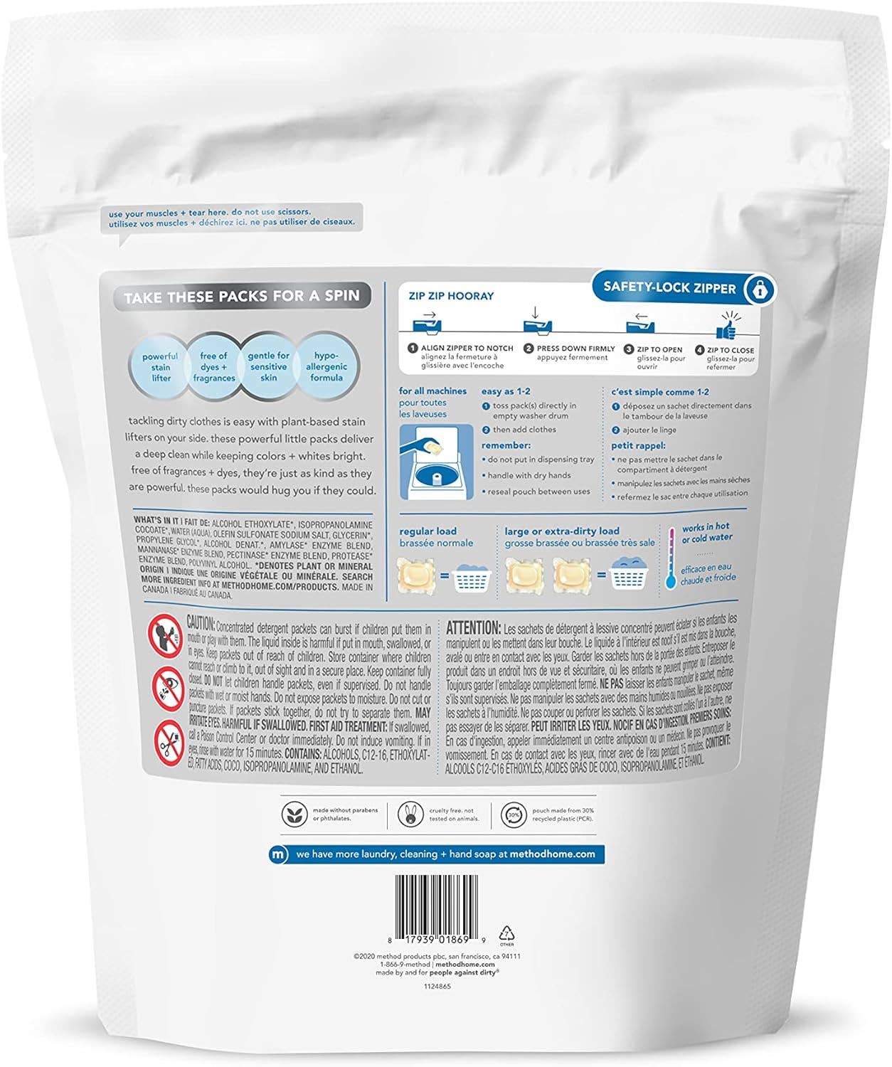 Laundry Detergent Packs - Free + Clear 42 Loads