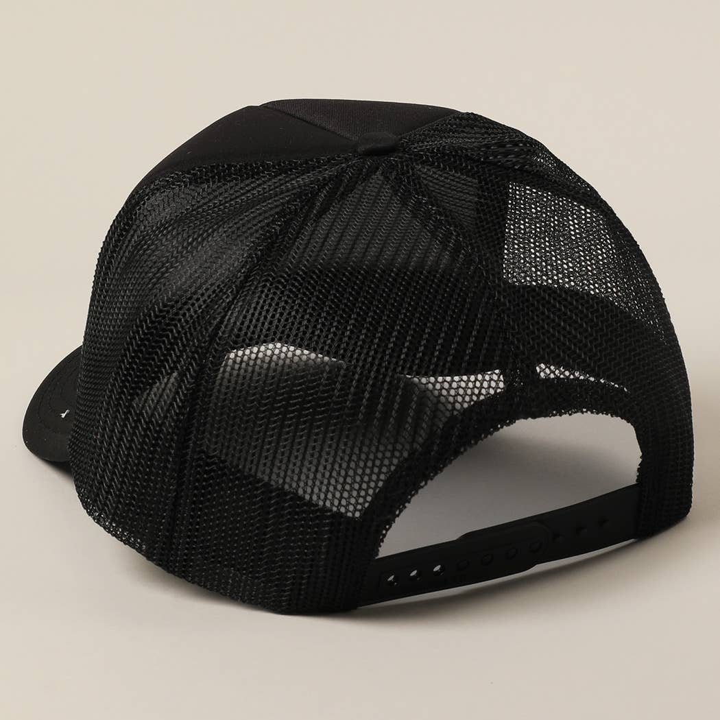 JESUS SAVES I SPEND Text Mesh Back Trucker Hat