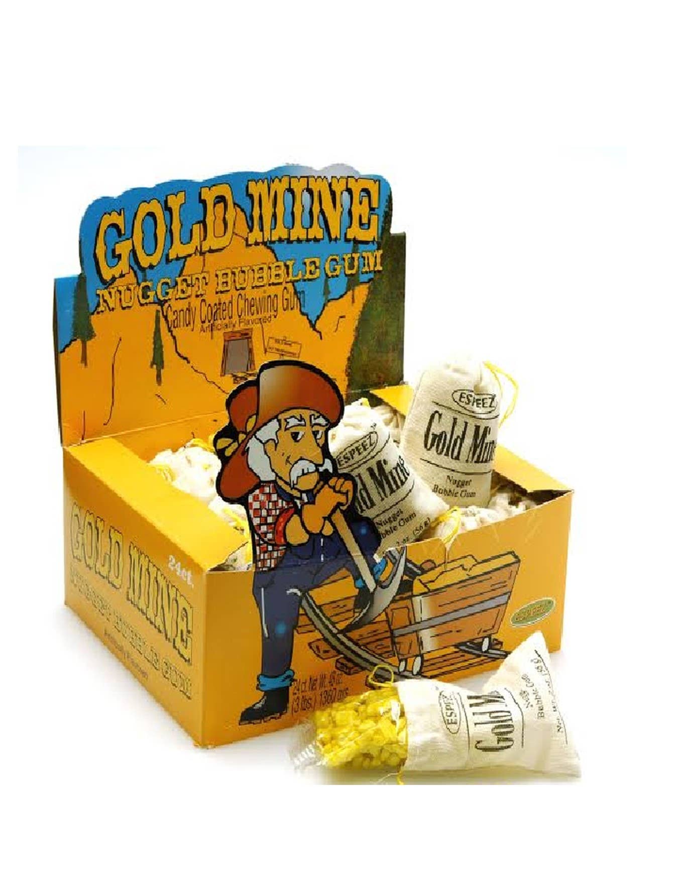 Gold Mine Nugget Bubble Gum - 24 Ct. - 2oz. Bags