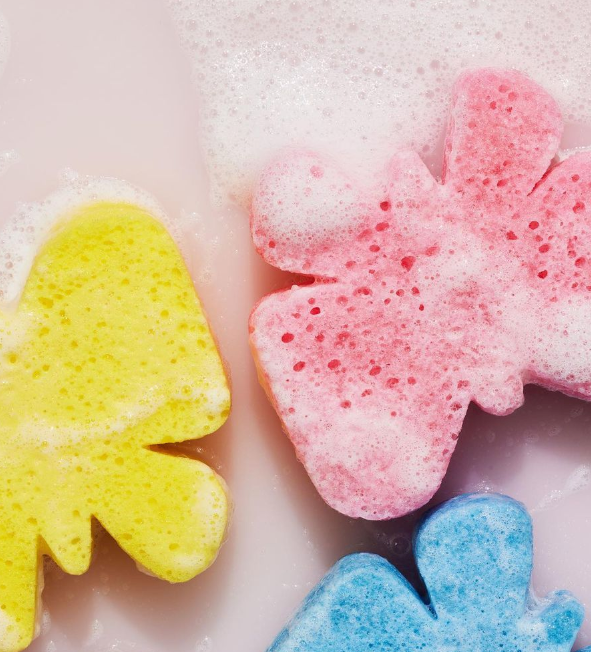 Body Wash Infused Spa Sponge Buffer Exfoliate Soap Cleanser: Lavender Sky - Flower