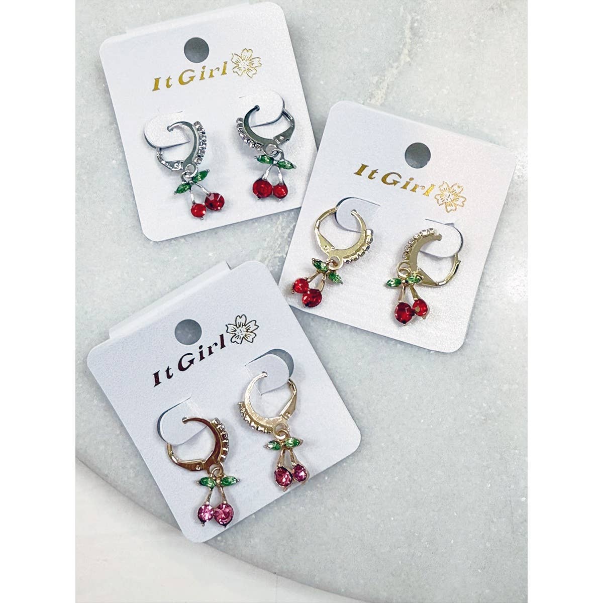 Gemstone Drop Dangle Cherry Earrings