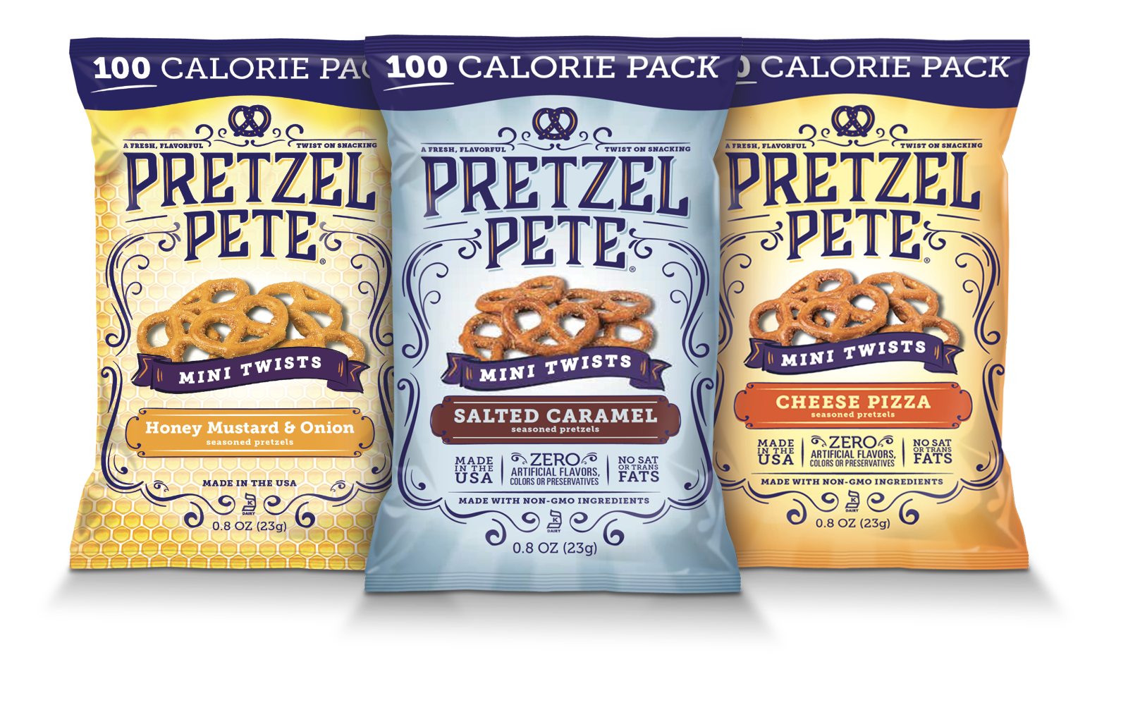 Pretzel Pete Honey Mustard & Onion Mini Twists 100 Calorie The