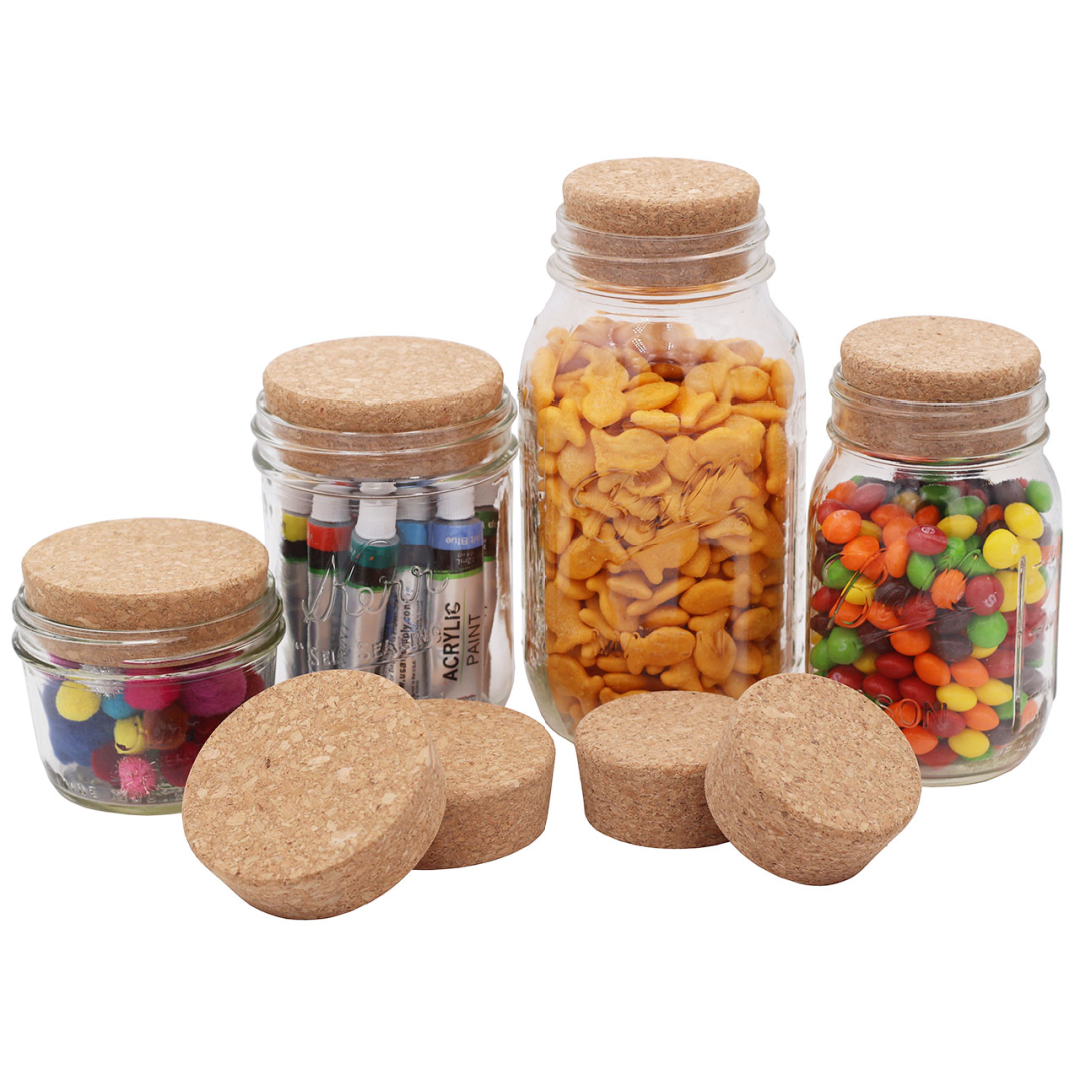 Cork Lid / Stopper for Mason Jars 4 Pack BIG AND SMALL