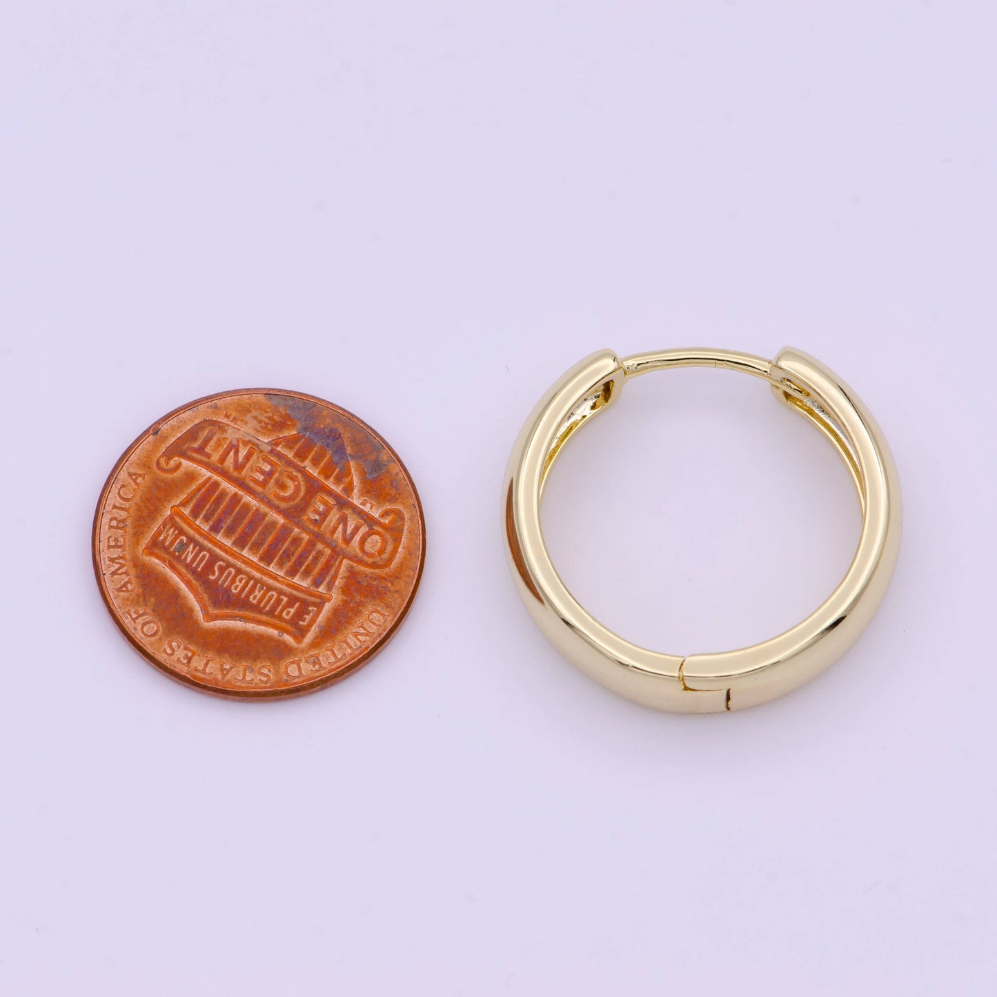 22mm Minimalist Gold Huggie Hoop Earrings | AD167