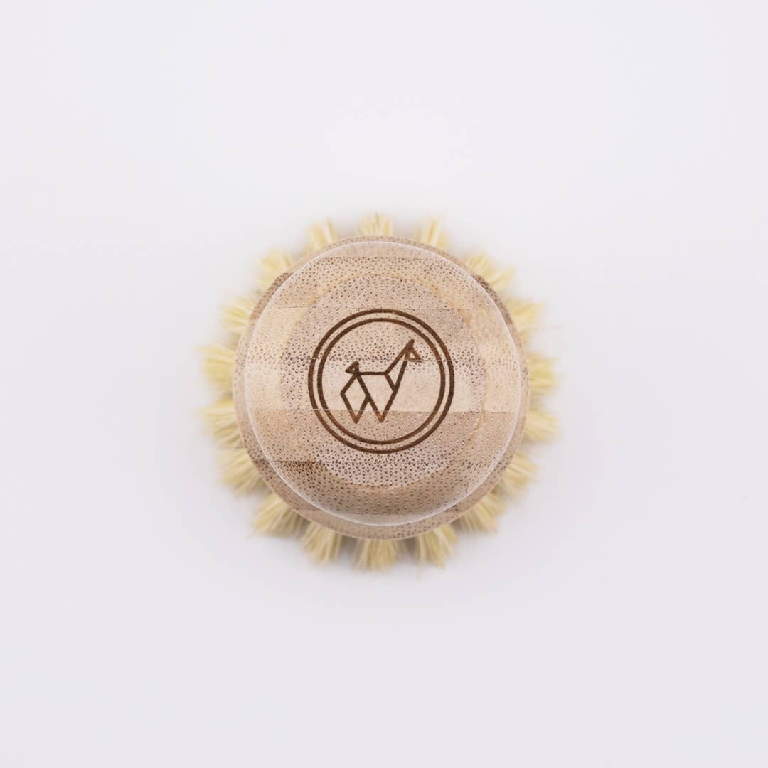 Dish Scrub Brush (Bamboo & Sisal) with Llama Logo - 6Ct