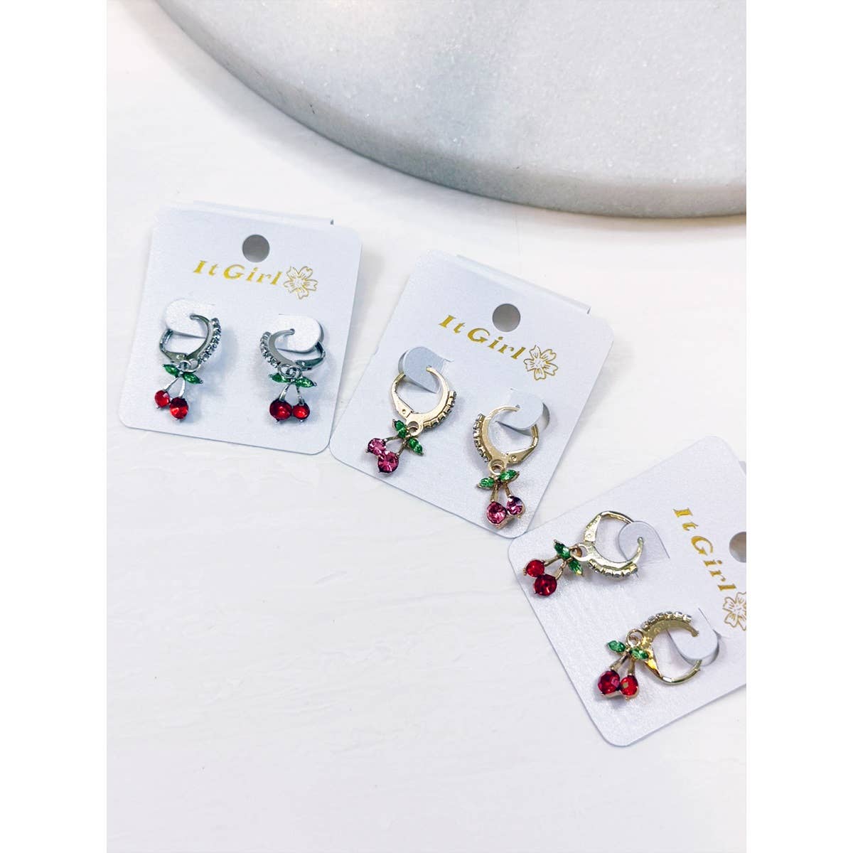 Gemstone Drop Dangle Cherry Earrings