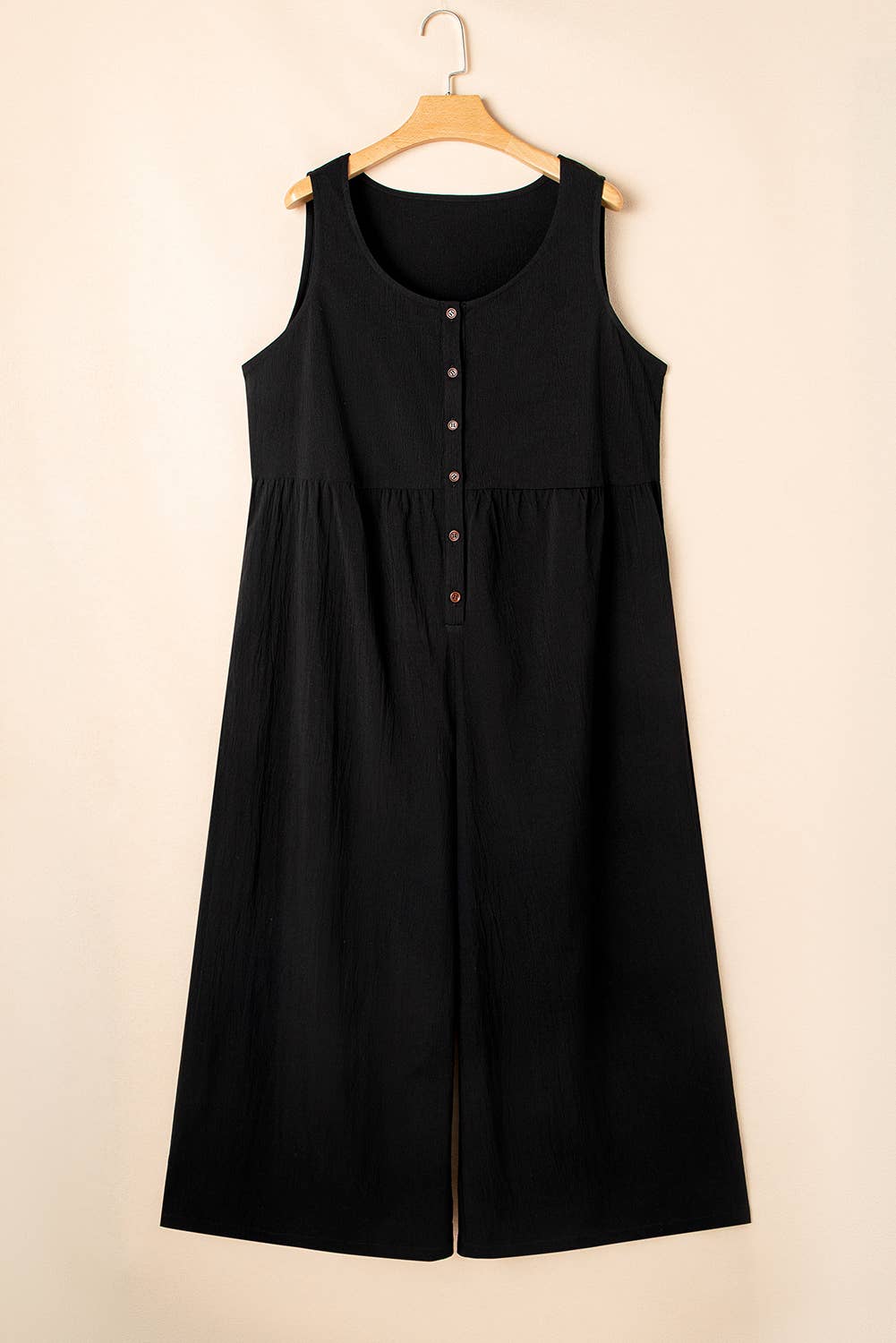 Plus Size Sleeveless Button Front Loose Jumpsuit