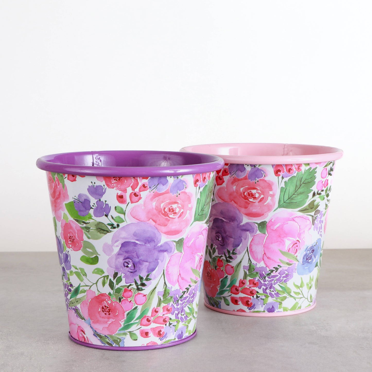 4" Floral Metal Pot for Houseplants
