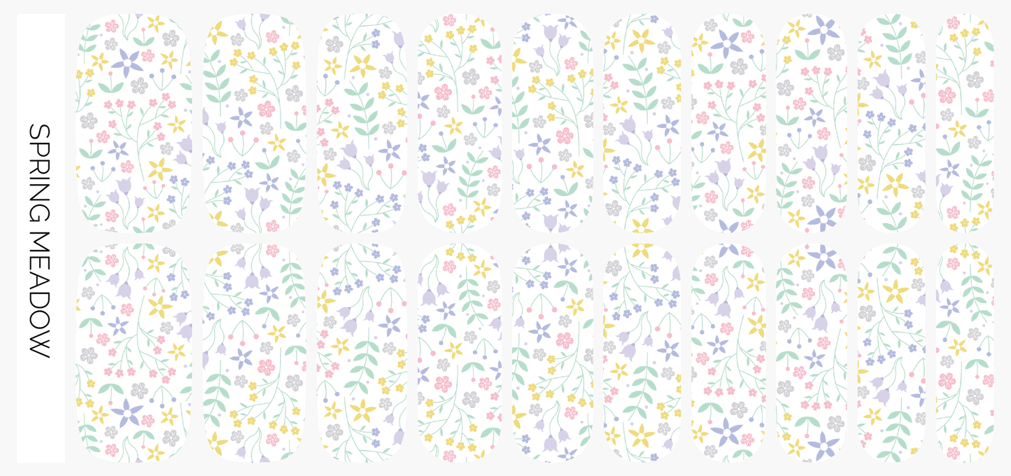 Spring Meadow | Pastel Floral Easter Nail Polish Wrap Set