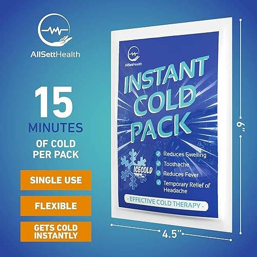 Instant Ice Cold Pack (6” x 4.5”) - 25 Packs Disposable