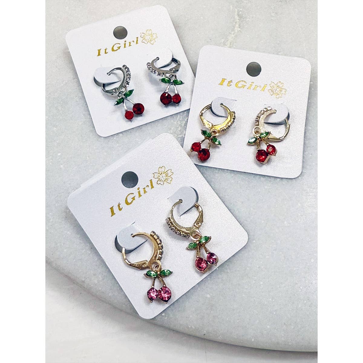 Gemstone Drop Dangle Cherry Earrings