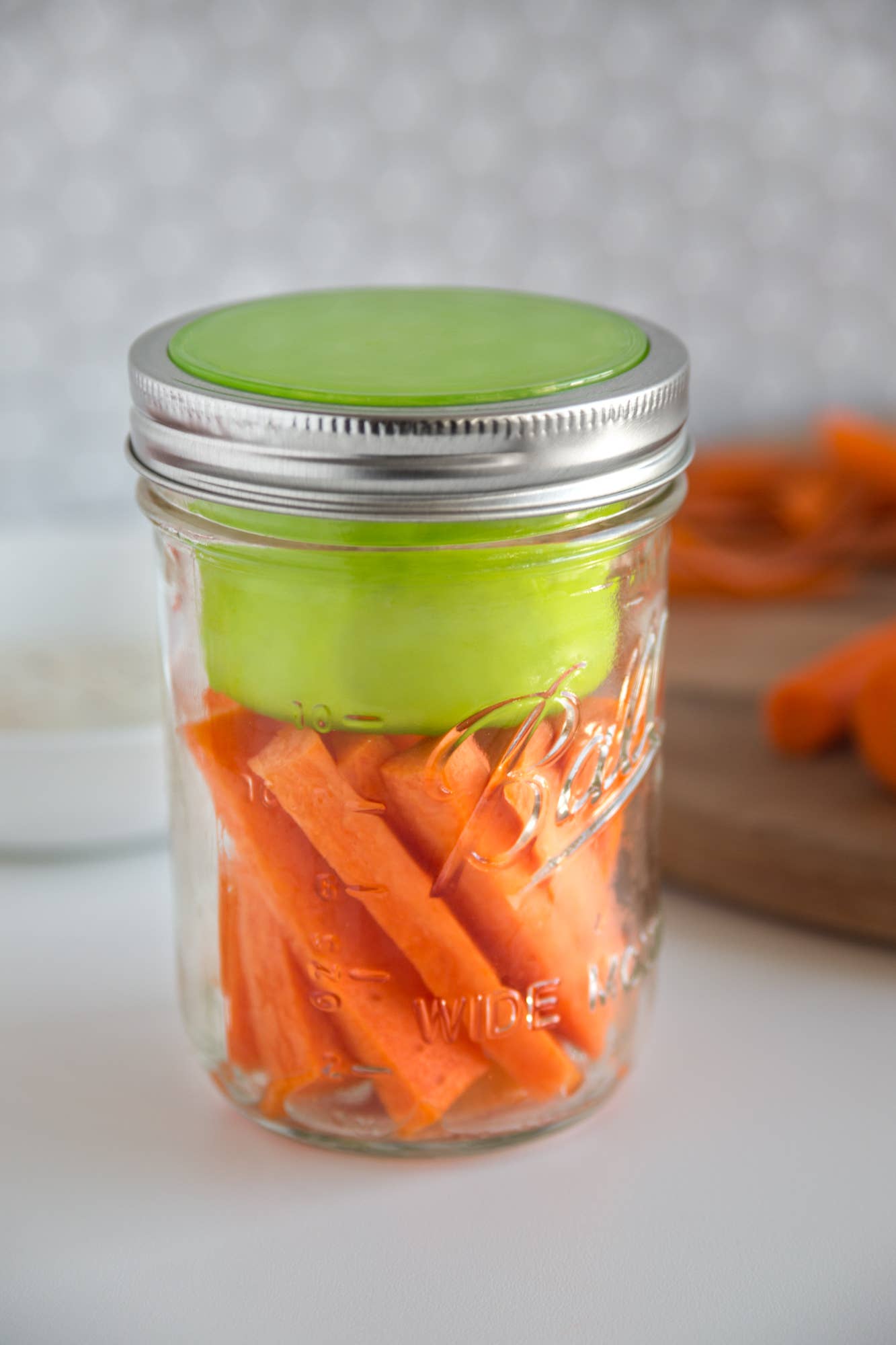 Jarware Snack Pack Lid, Wide Mouth Mason Jar, Green