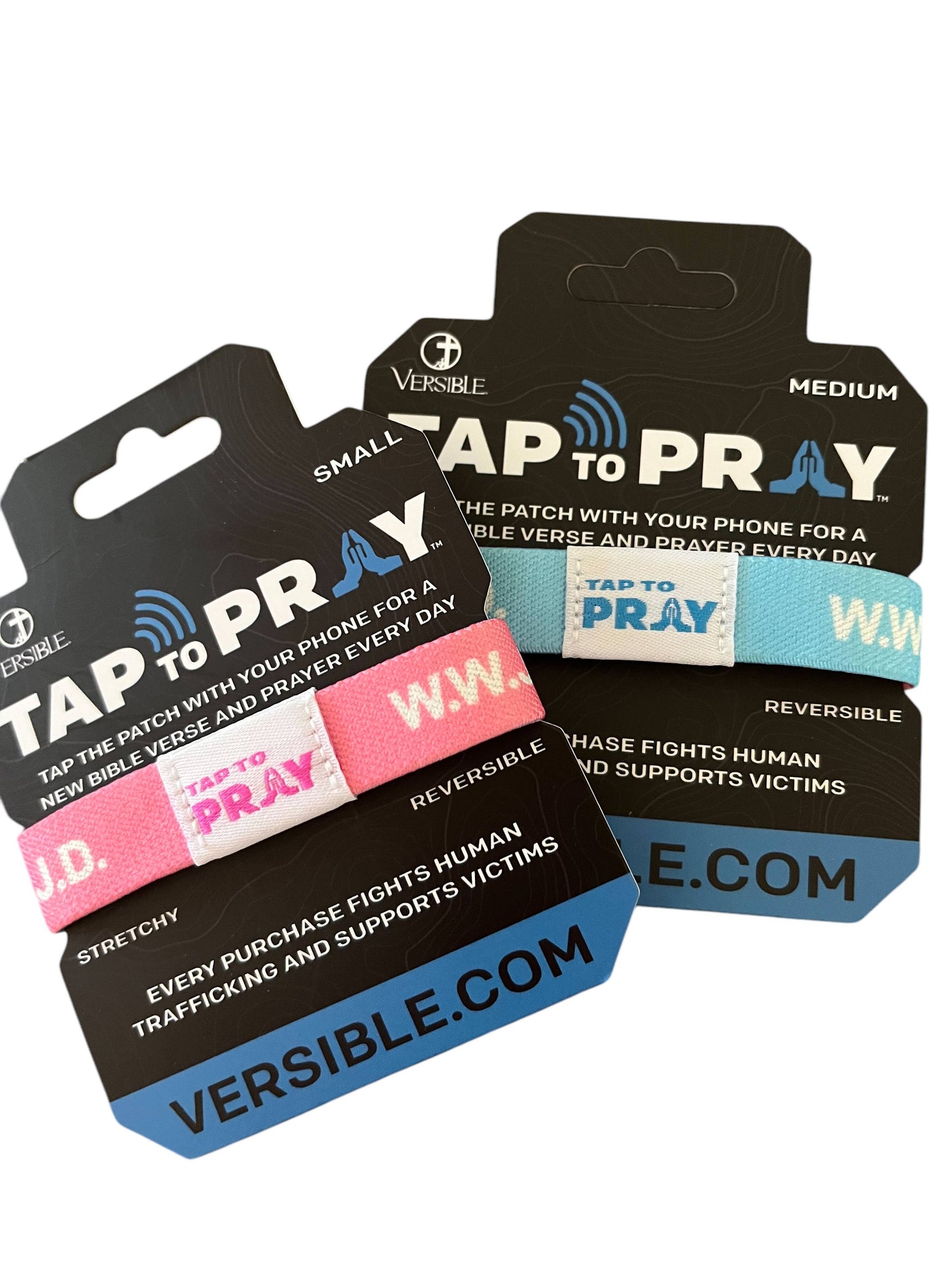 Tap To Pray™ Wristbands - Blue & Pink WWJD: Small / WWJD Pink / Blue