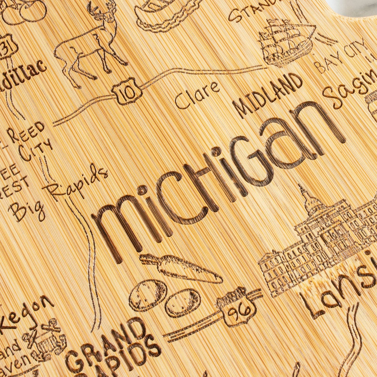Destination Michigan (Mitten) Shaped Serving & Cutting Board