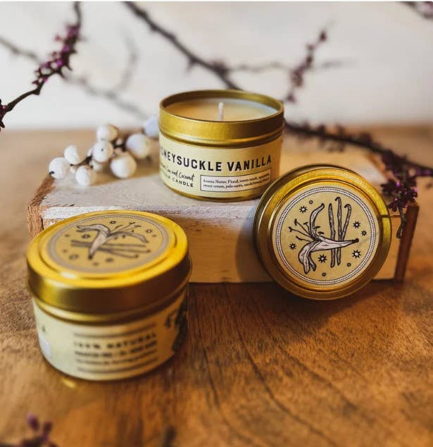 Honeysuckle Vanilla Bean 4oz. Candle - Paraffin free!