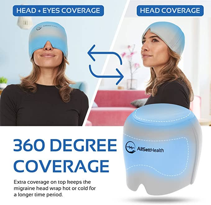 Migraine Relief Cap Ice Head Wrap, Headache Hat , Grey