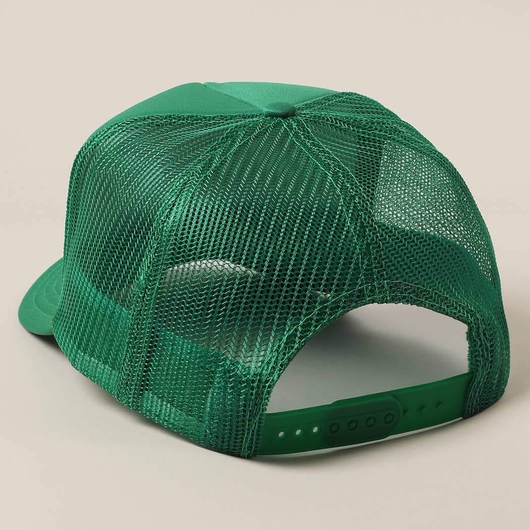 JESUS SAVES I SPEND Text Mesh Back Trucker Hat
