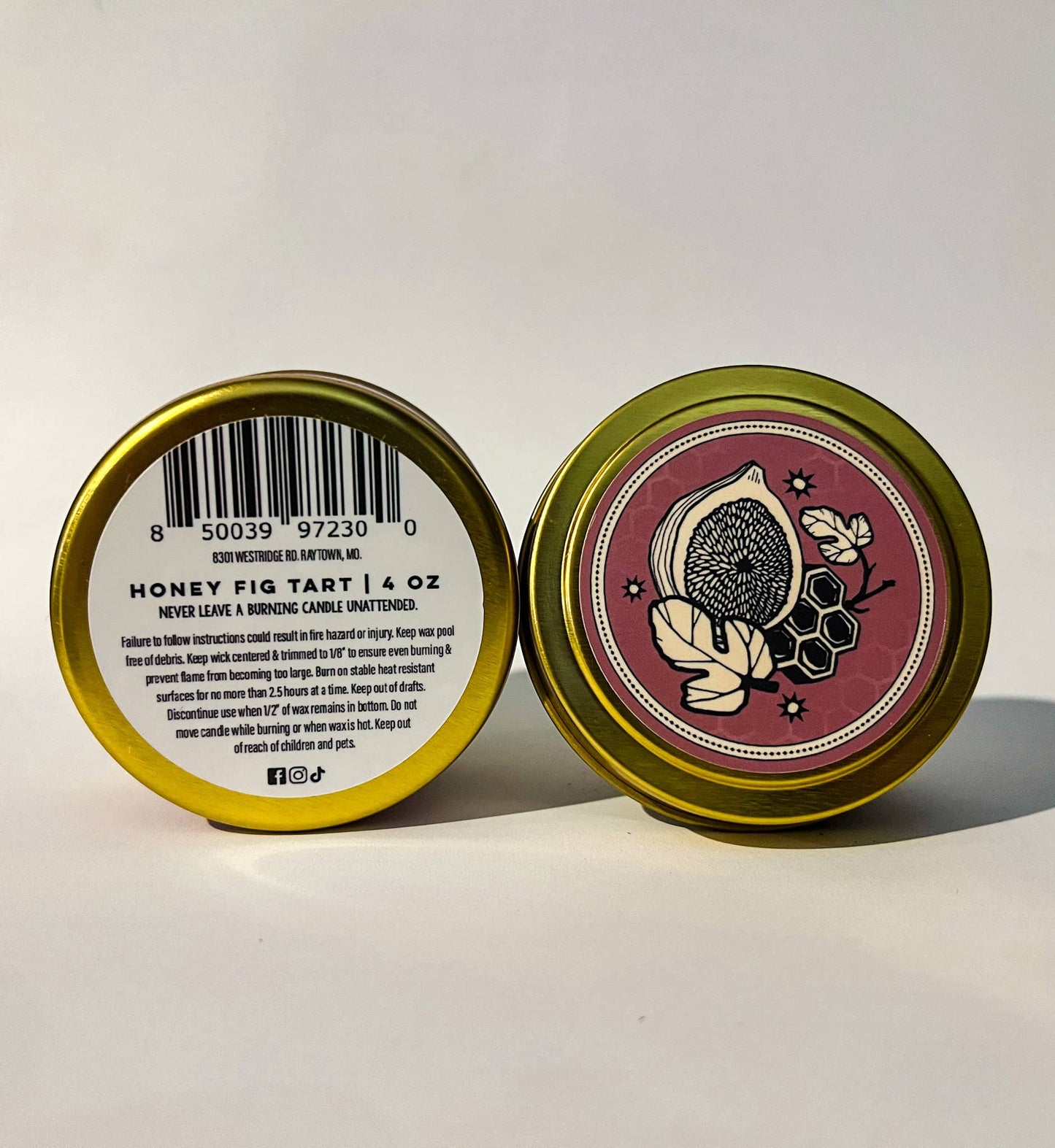 Honey Fig Tart 4oz. Candle - Paraffin Free!