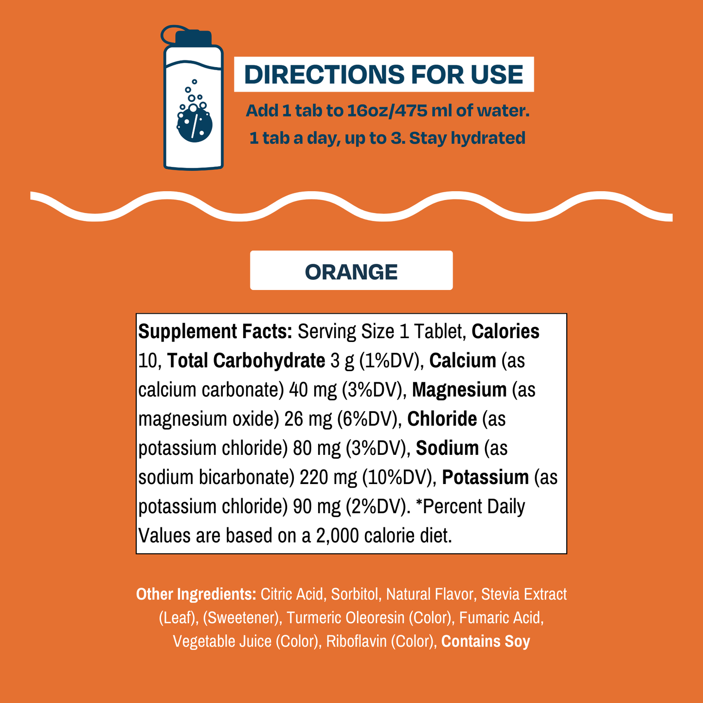 Hydration Tablets: Natural ORANGE Electrolytes +Display