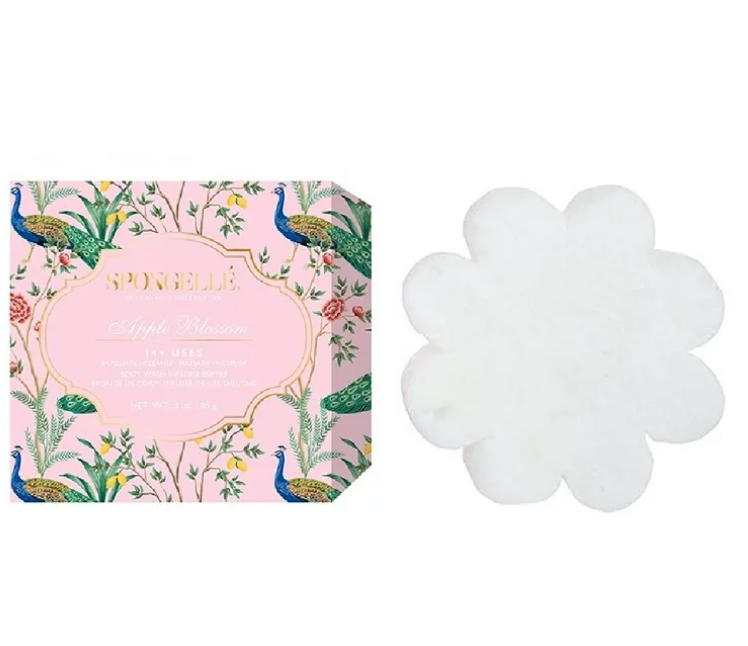 Body Wash Infused Spa Sponge Buffer Exfoliate Soap Cleanser: Lavender Sky - Flower