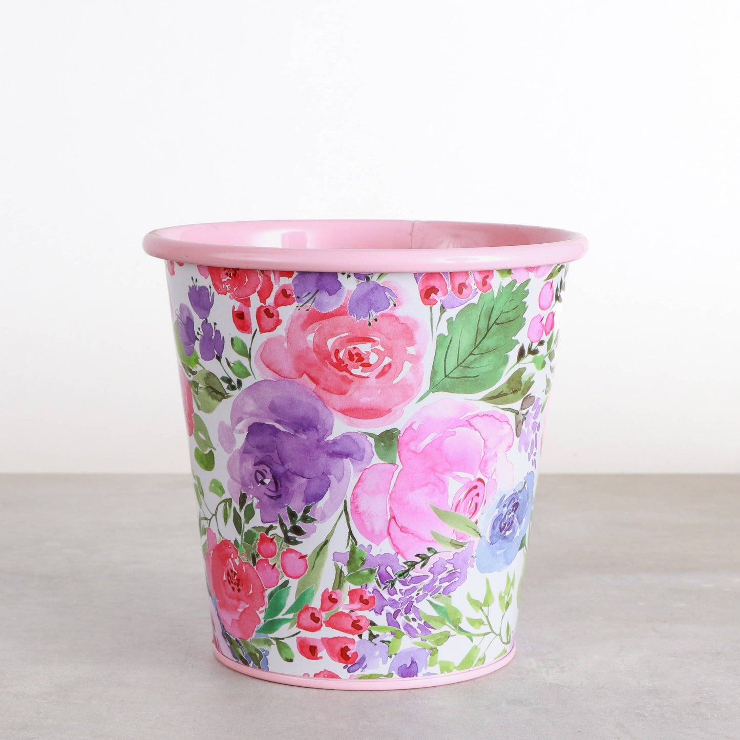 4" Floral Metal Pot for Houseplants