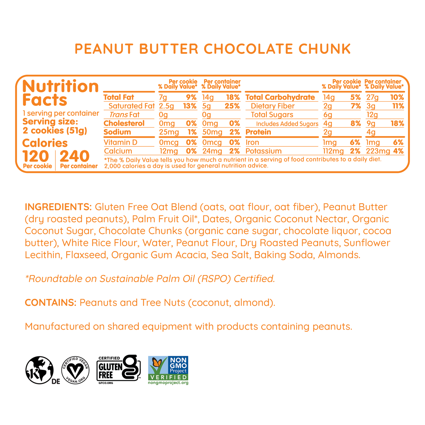 Peanut Butter Chocolate Chunk Cookies - Snack Packs