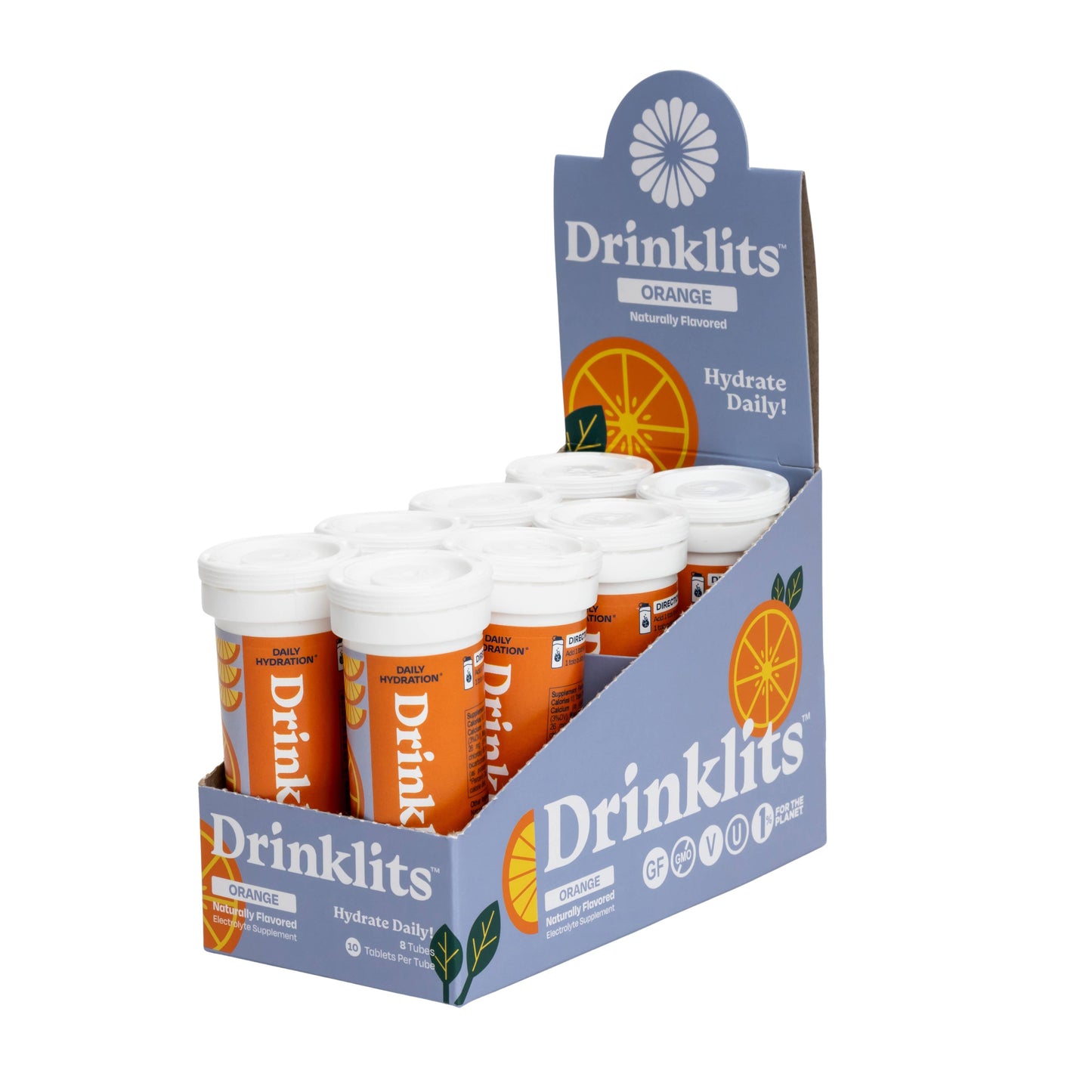 Hydration Tablets: Natural ORANGE Electrolytes +Display