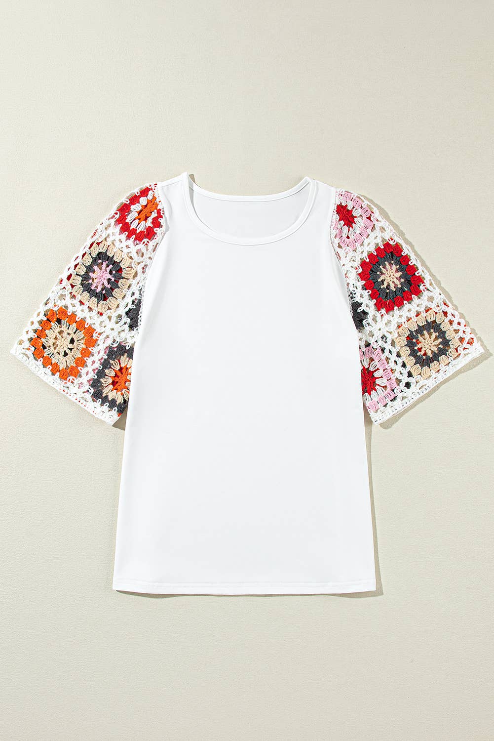 Floral Crochet Short Sleeve Top (S-XL)