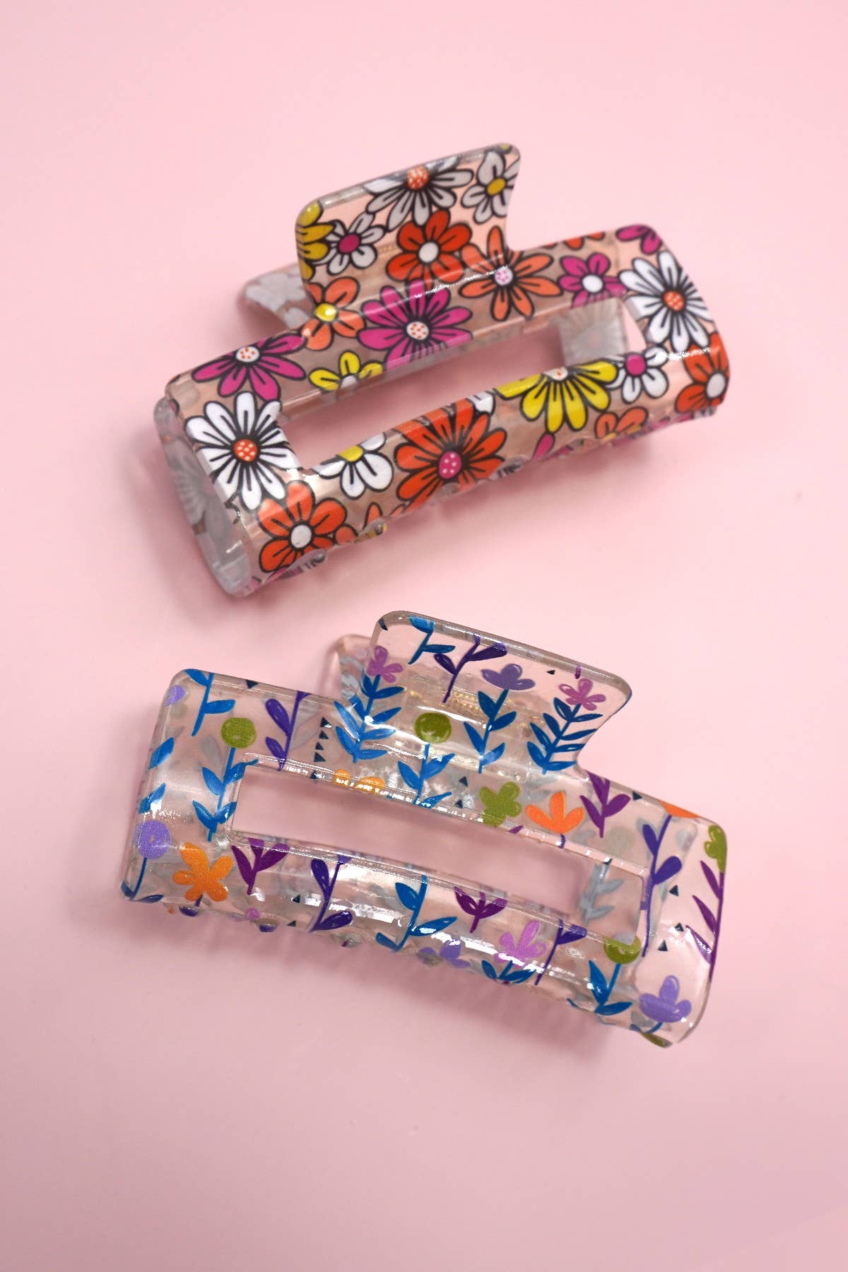 JUMBO FLORAL SUNFLOWER RECTANGLE HAIR CLAW CLIPS | 40H899