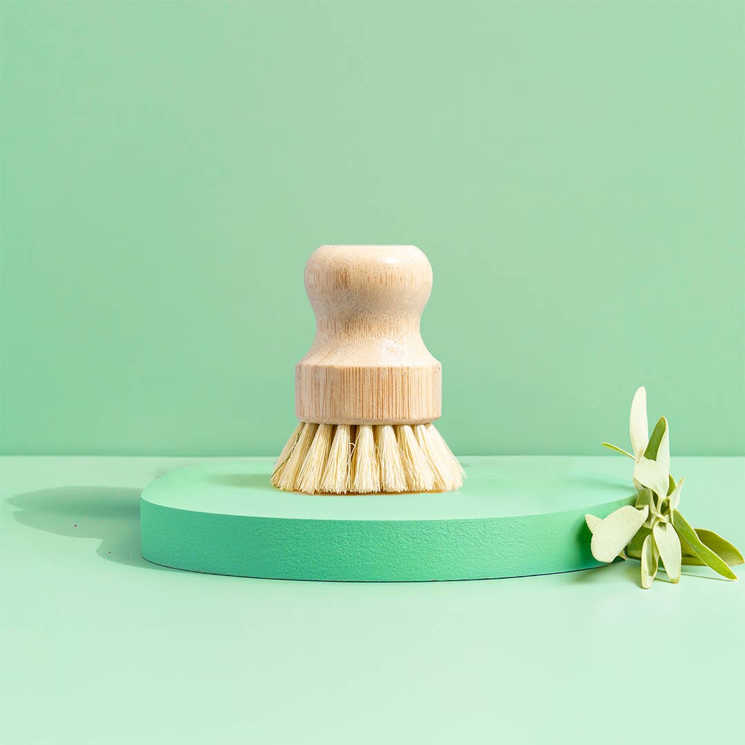 Dish Scrub Brush (Bamboo & Sisal) with Llama Logo - 6Ct