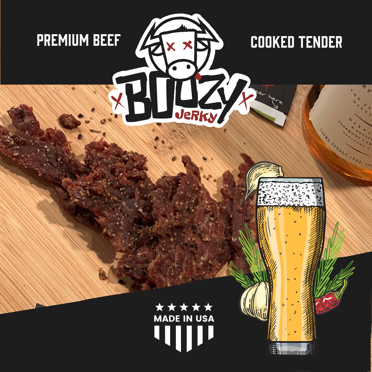 Rosemary Garlicky Pilsner Jerky