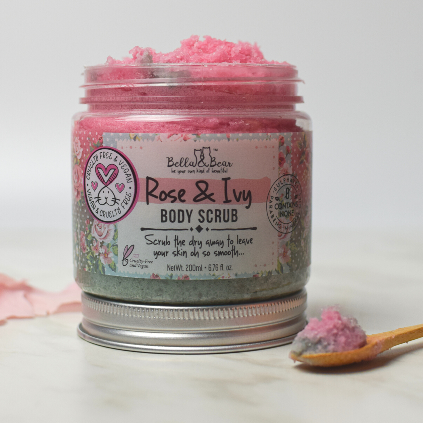 Rose & Ivy Body Scrub Exfoliator & Body Wash & Moisturizer