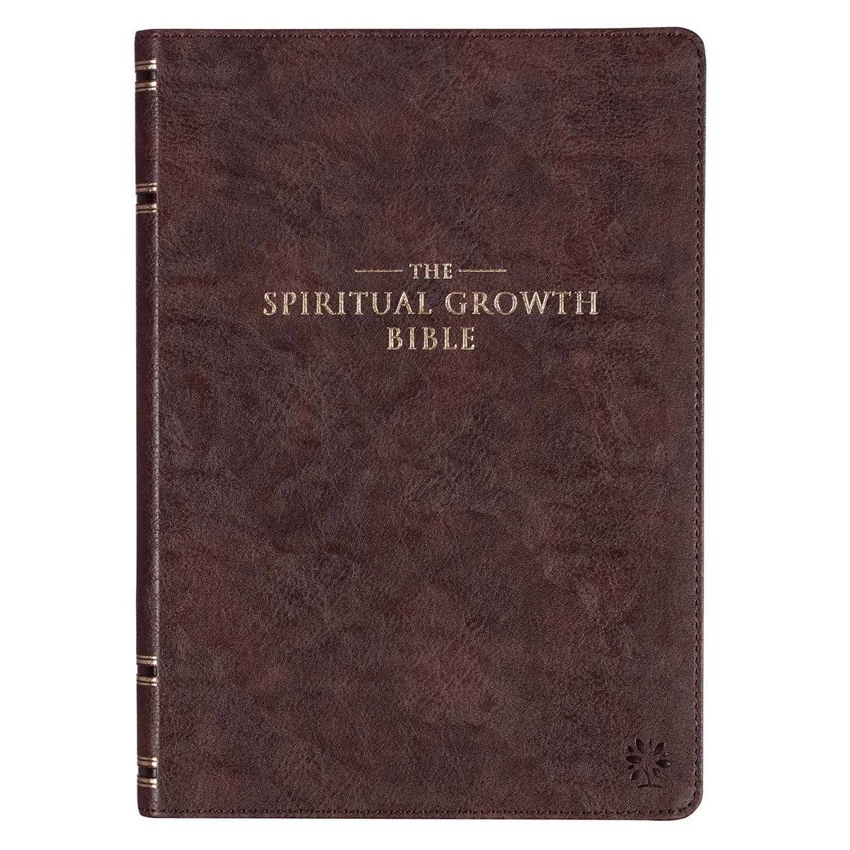 NLT, The Spiritual Growth Bible Faux Leather, Walnut Brown