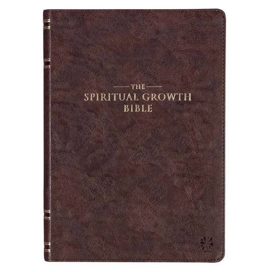 NLT, The Spiritual Growth Bible Faux Leather, Walnut Brown