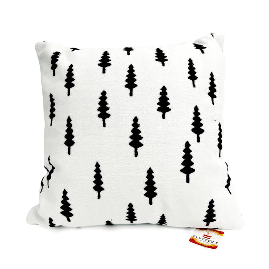 Cozy Pine Tree Throw Pillow, Black (18" x 18" / 45 x 45 cm)