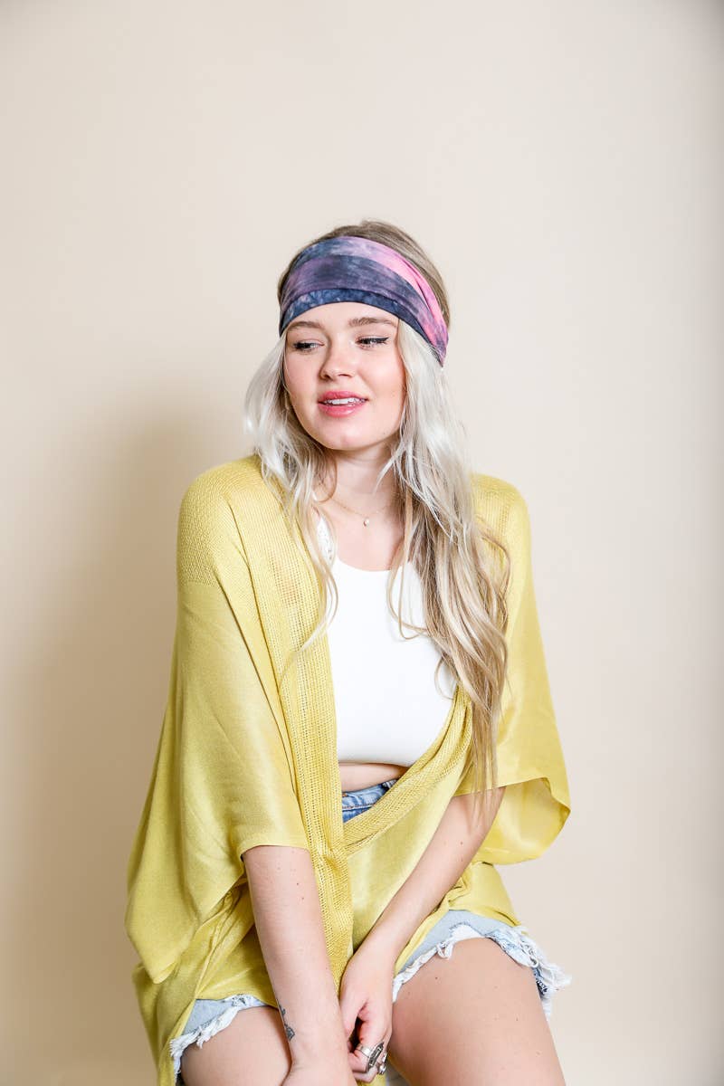 Wide Band Tie Dye Headwrap: Charcoal