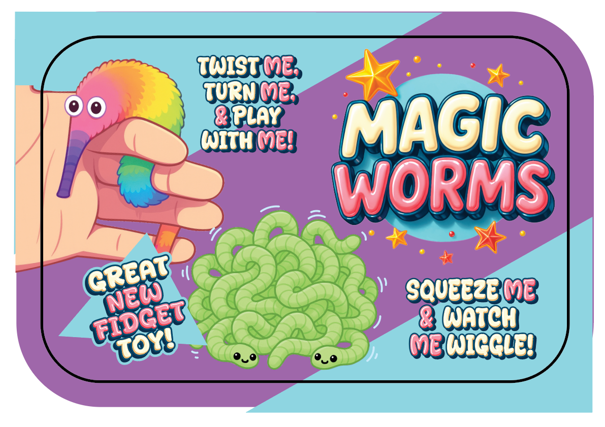 So Much Fun! Magic Worms Fidget Toy Assortment - 12/Display – The ...