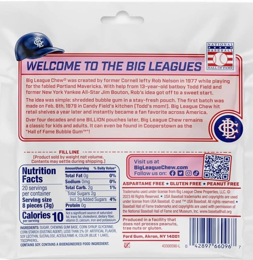 Nostalgic “Rally Blue Raspberry 🌊” Big League Chew Est.1980